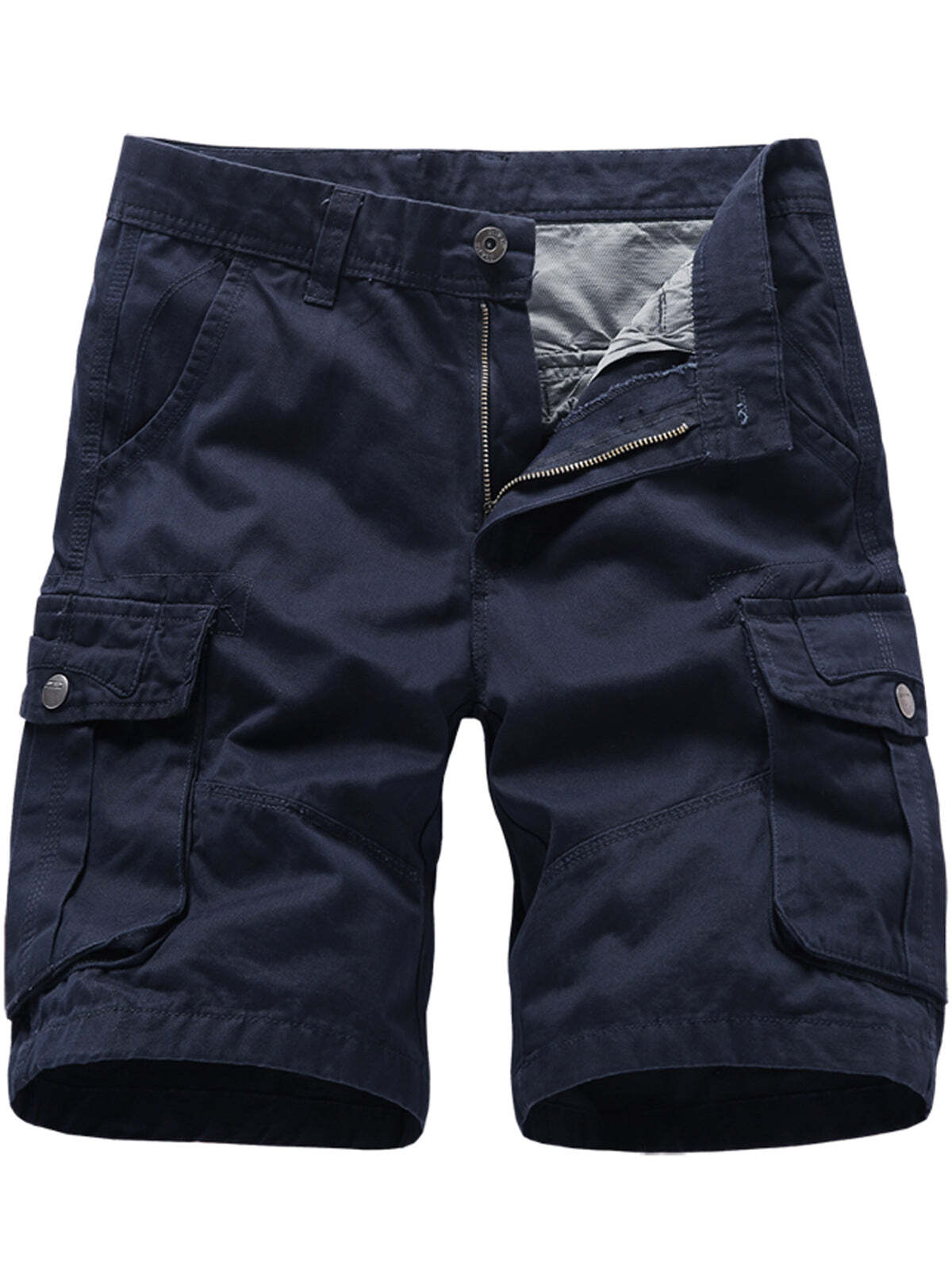 Men's Solid Color Multi-pocket Breathable Cotton Resort Outdoor Casual Cargo Shorts
