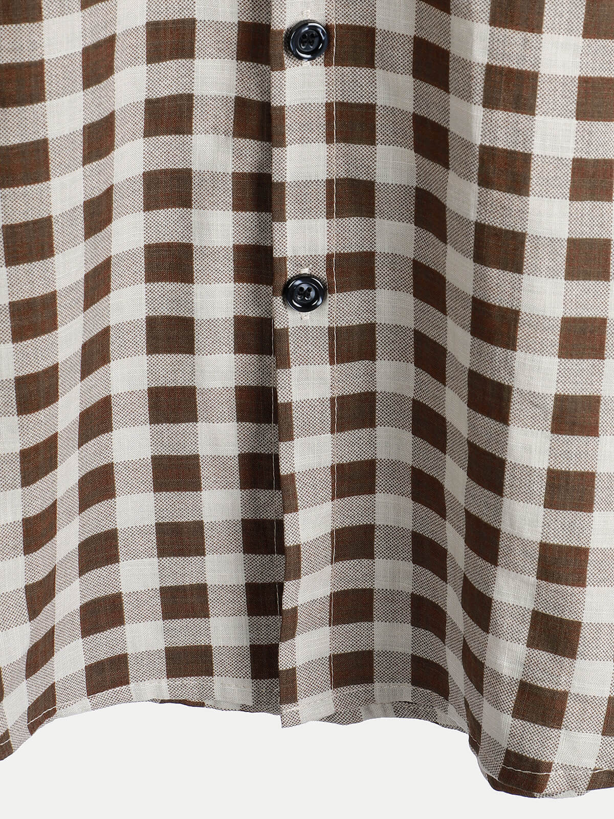 Men's Brown Check Print Cotton Pocket Short Sleeve Shirt