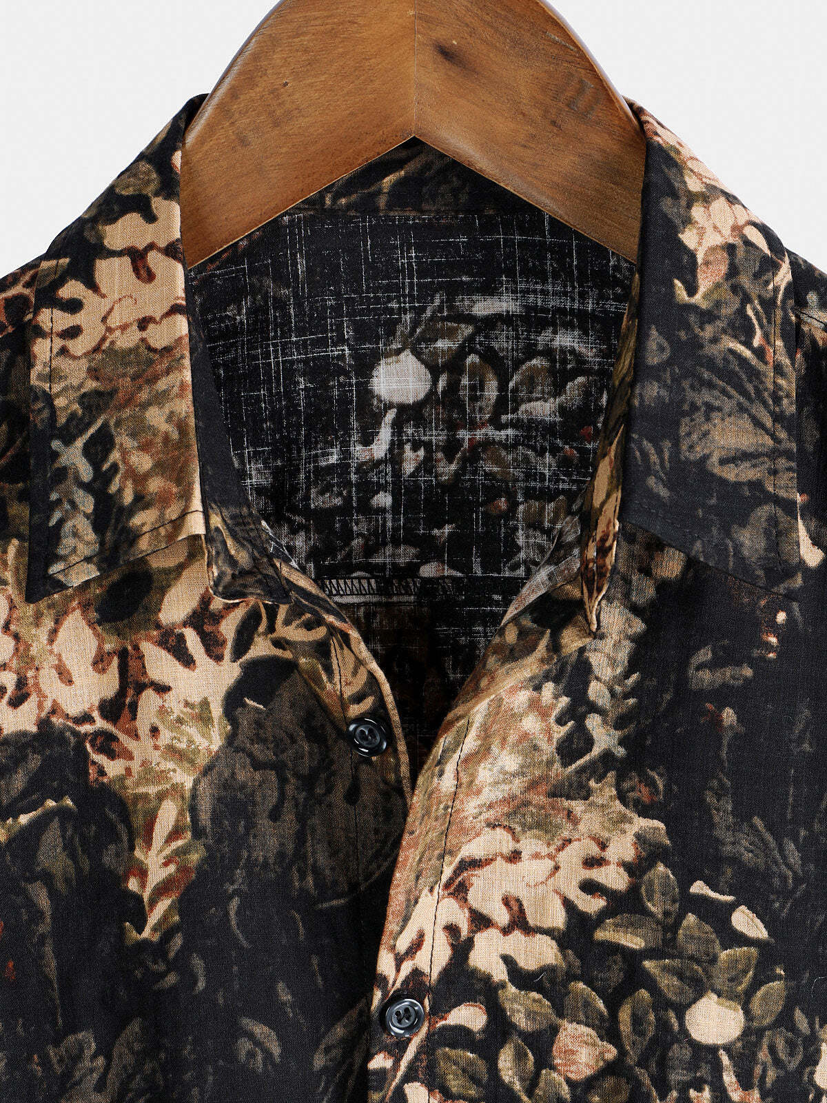 Men's Summer Retro Plant Print Button Up Short Sleeve Shirt