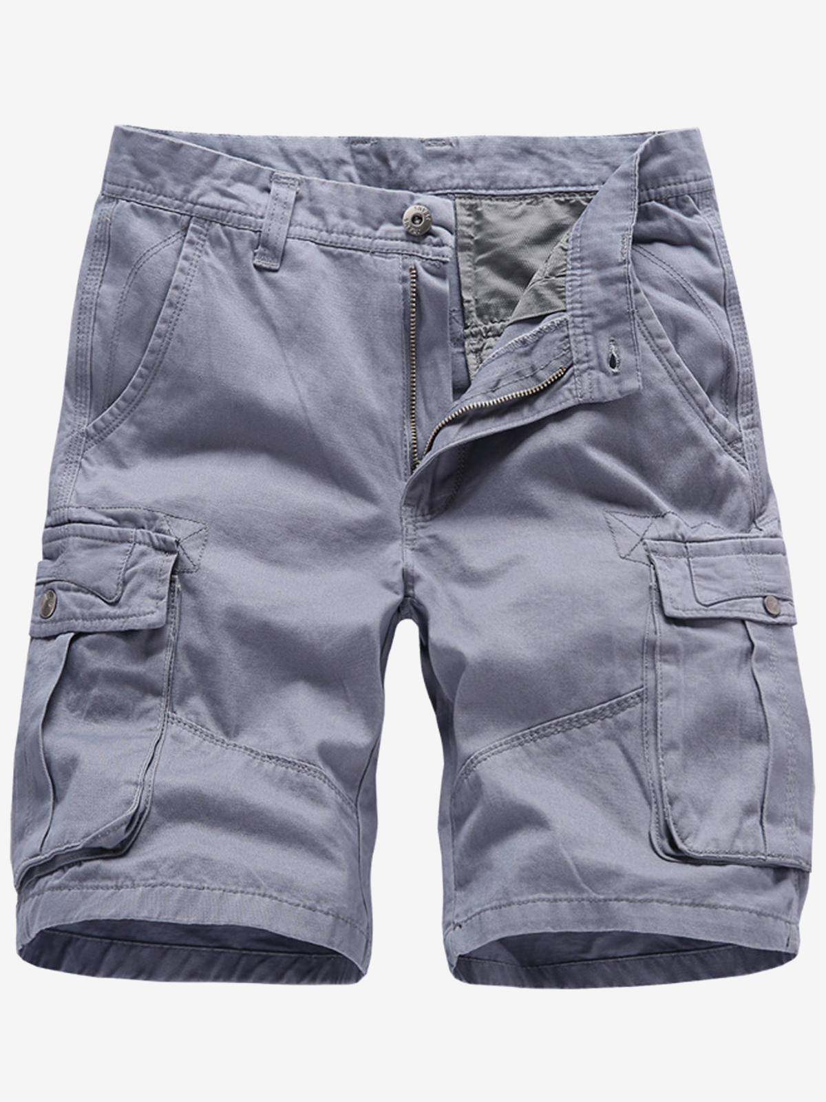 Men's Solid Color Multi-pocket Breathable Cotton Resort Outdoor Casual Cargo Shorts