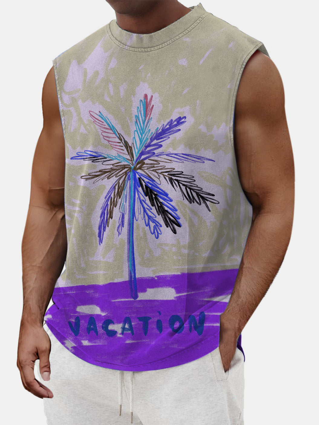 Men's Palm Tree Holiday Beach Sleeveless Tank