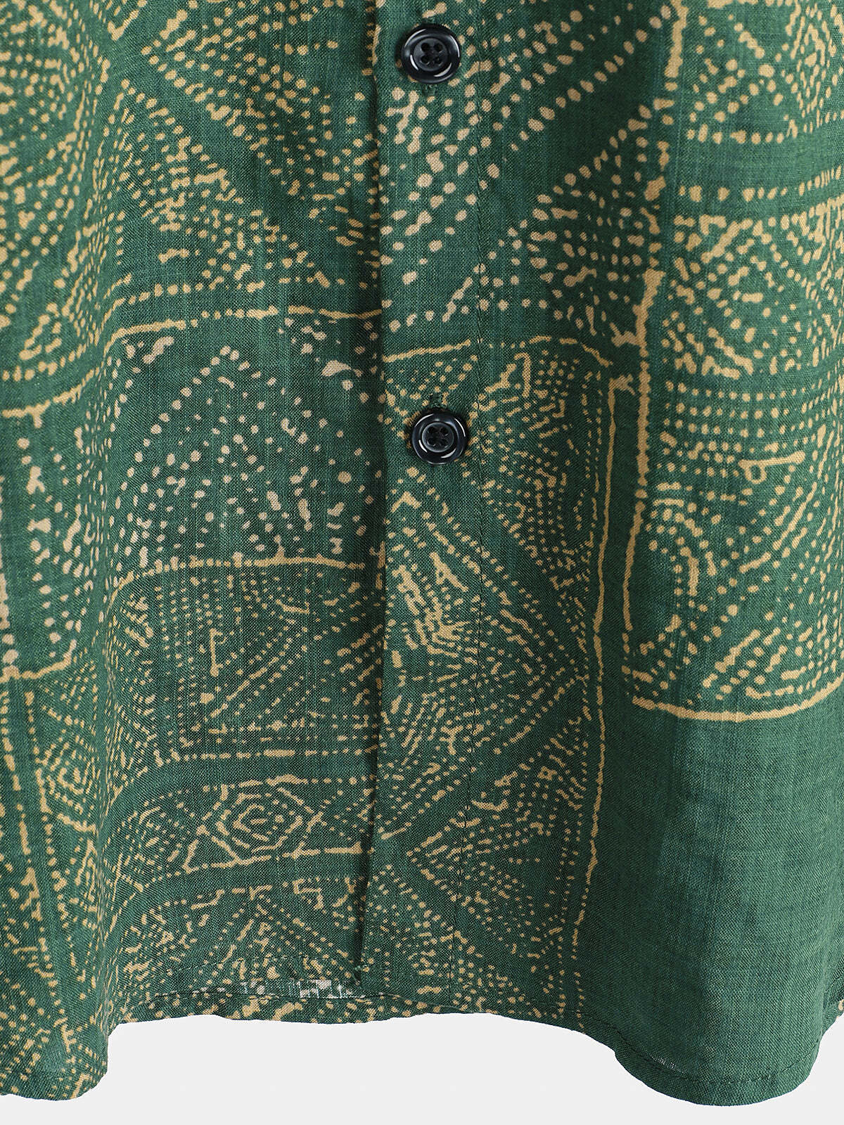 Men's Green Vintage Print Breathable Cotton Short Sleeve Shirt