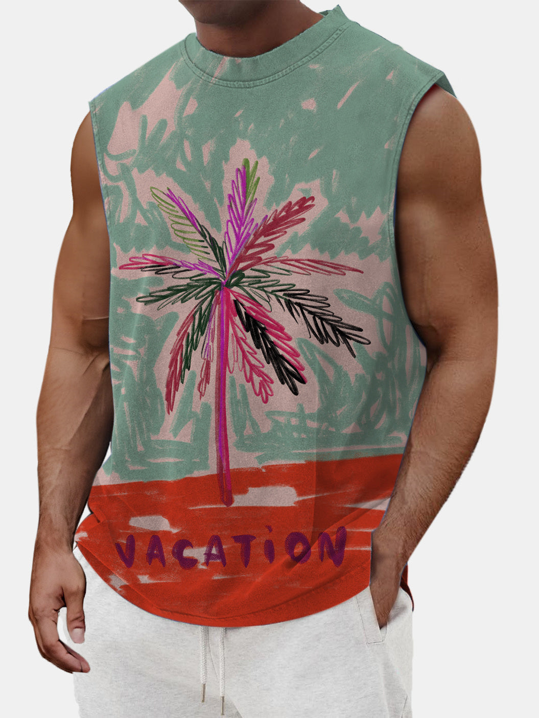 Men's Palm Tree Holiday Beach Sleeveless Tank