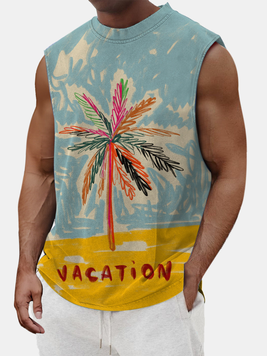 Men's Palm Tree Holiday Beach Sleeveless Tank