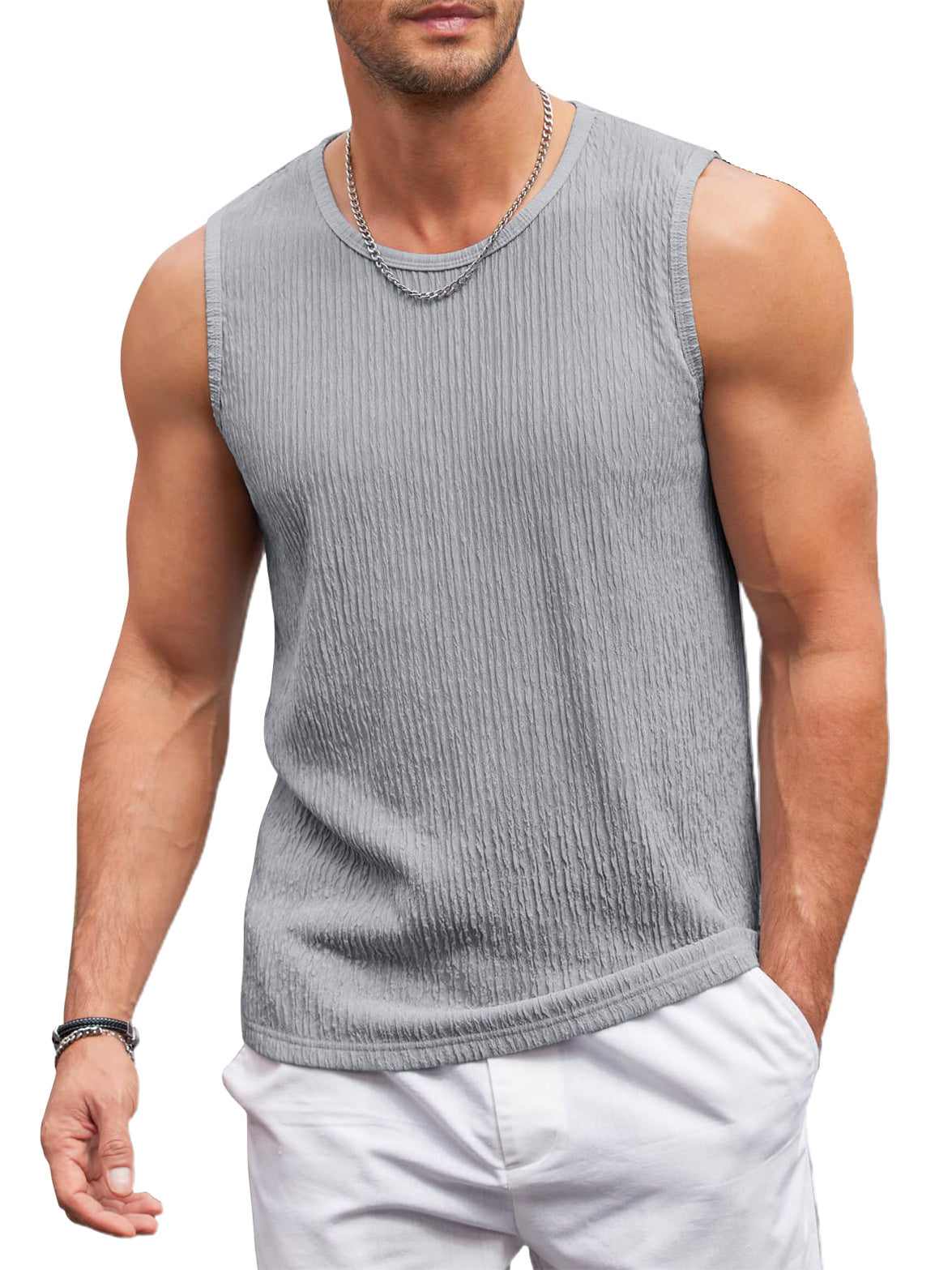 Men's Casual Tank Tops Knit Sleeveless Lightweight Tee Muscle Basic T Shirts