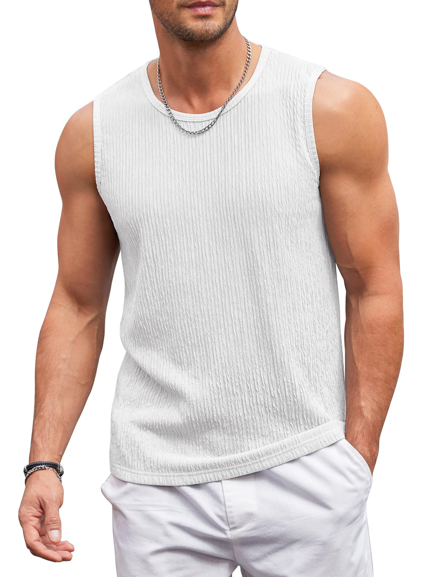 Men's Casual Tank Tops Knit Sleeveless Lightweight Tee Muscle Basic T Shirts