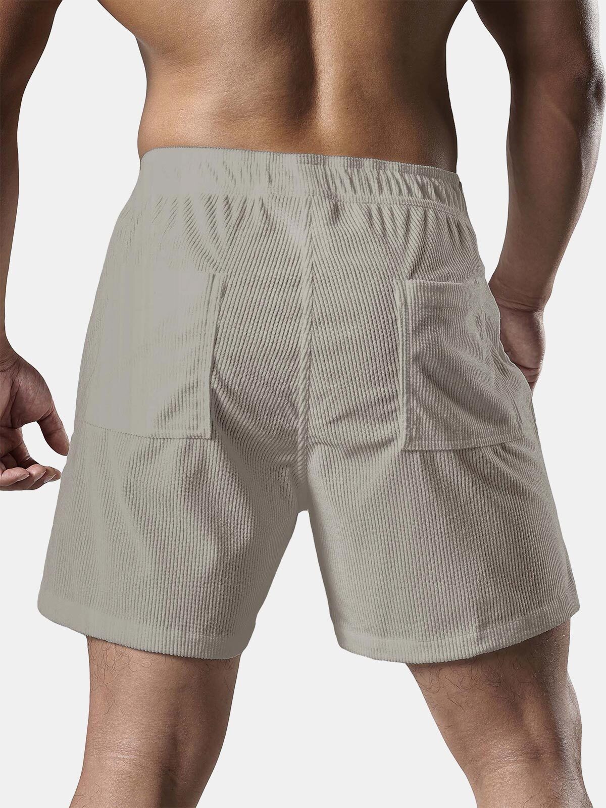 Men's Casual Drawstring Corduroy Pocket Shorts