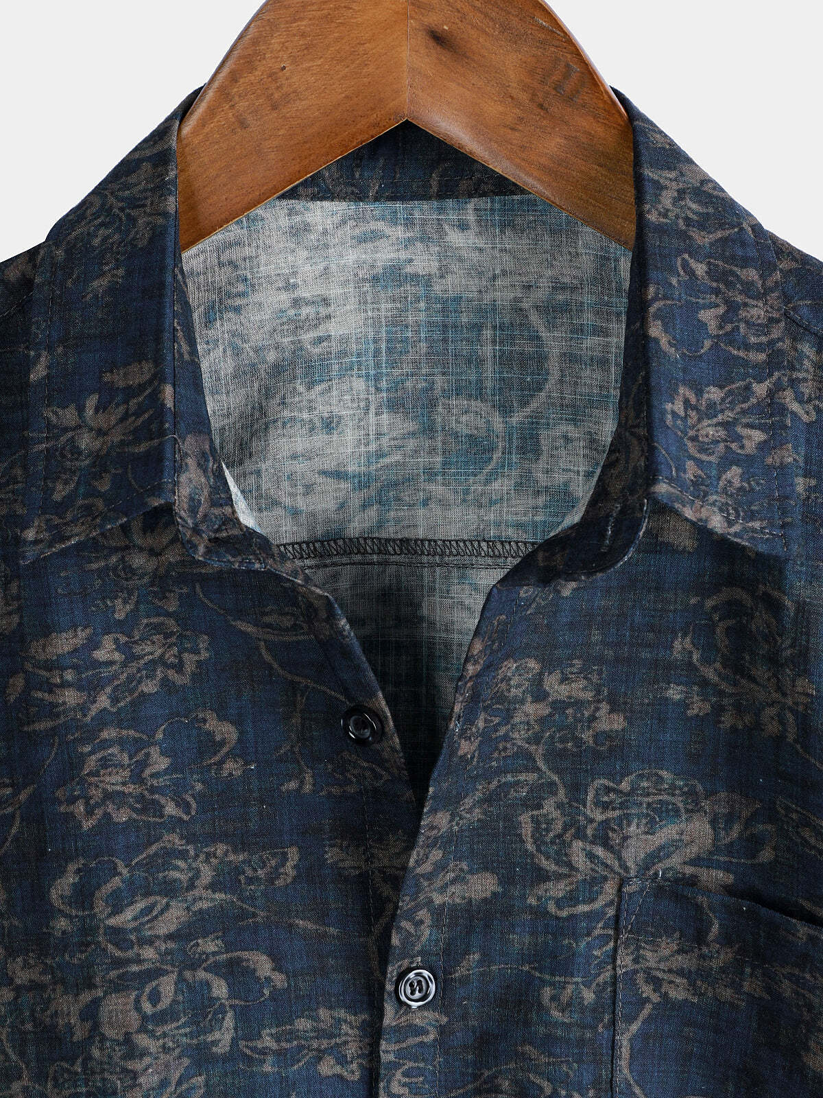 Men's Summer Retro Floral Print Pocket Short Sleeve Shirt