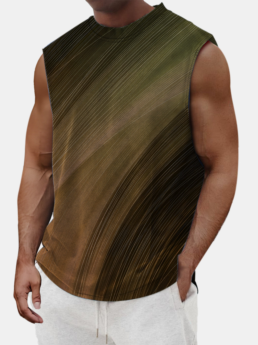 Men's Summer Gradient Sleeveless Printed T-shirt