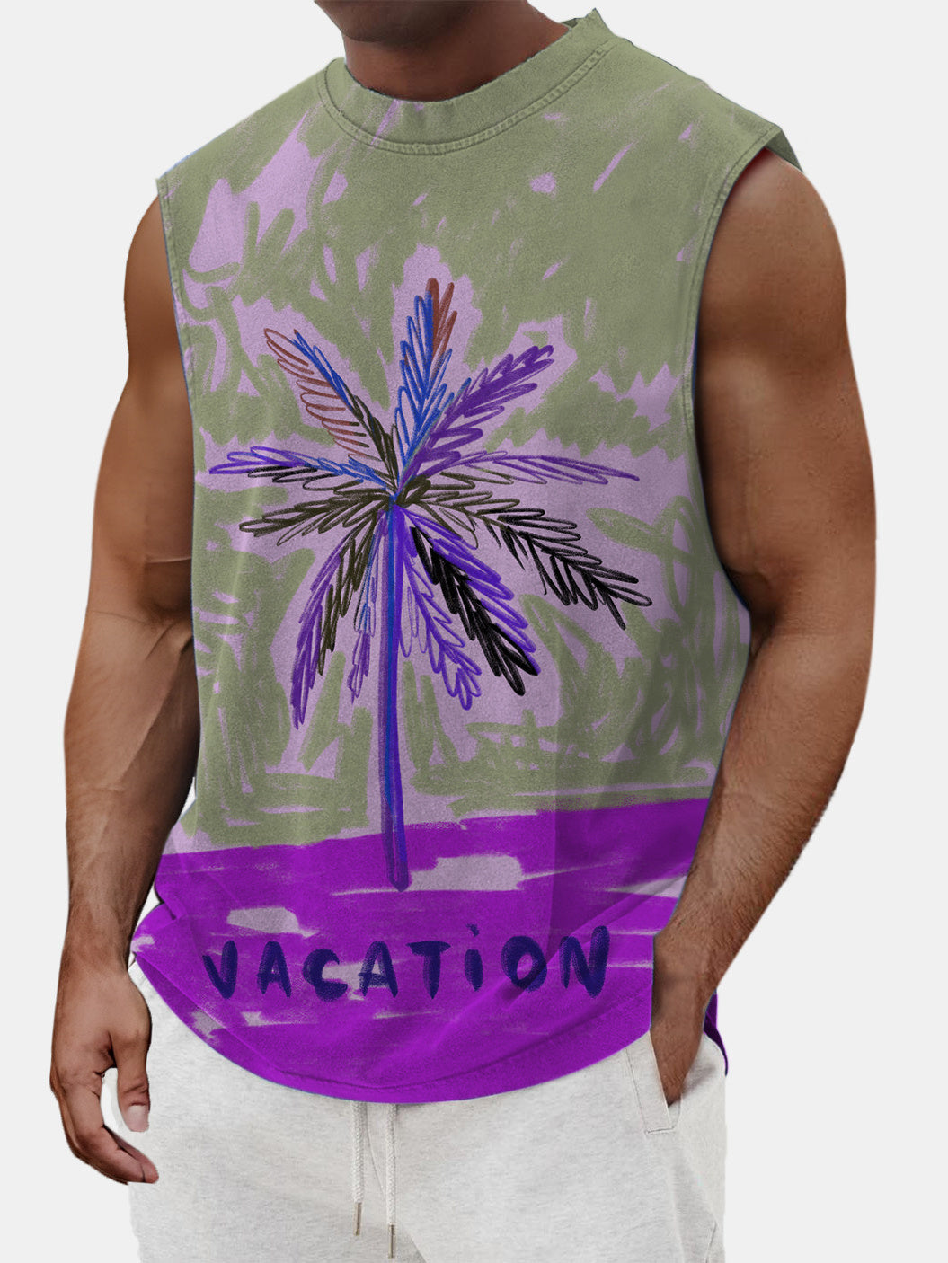 Men's Palm Tree Holiday Beach Sleeveless Tank