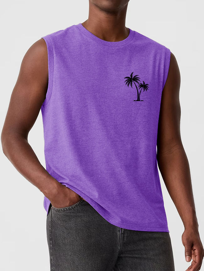 Men's Hawaiian Coconut Print Casual Comfortable Sleeveless T-Shirt