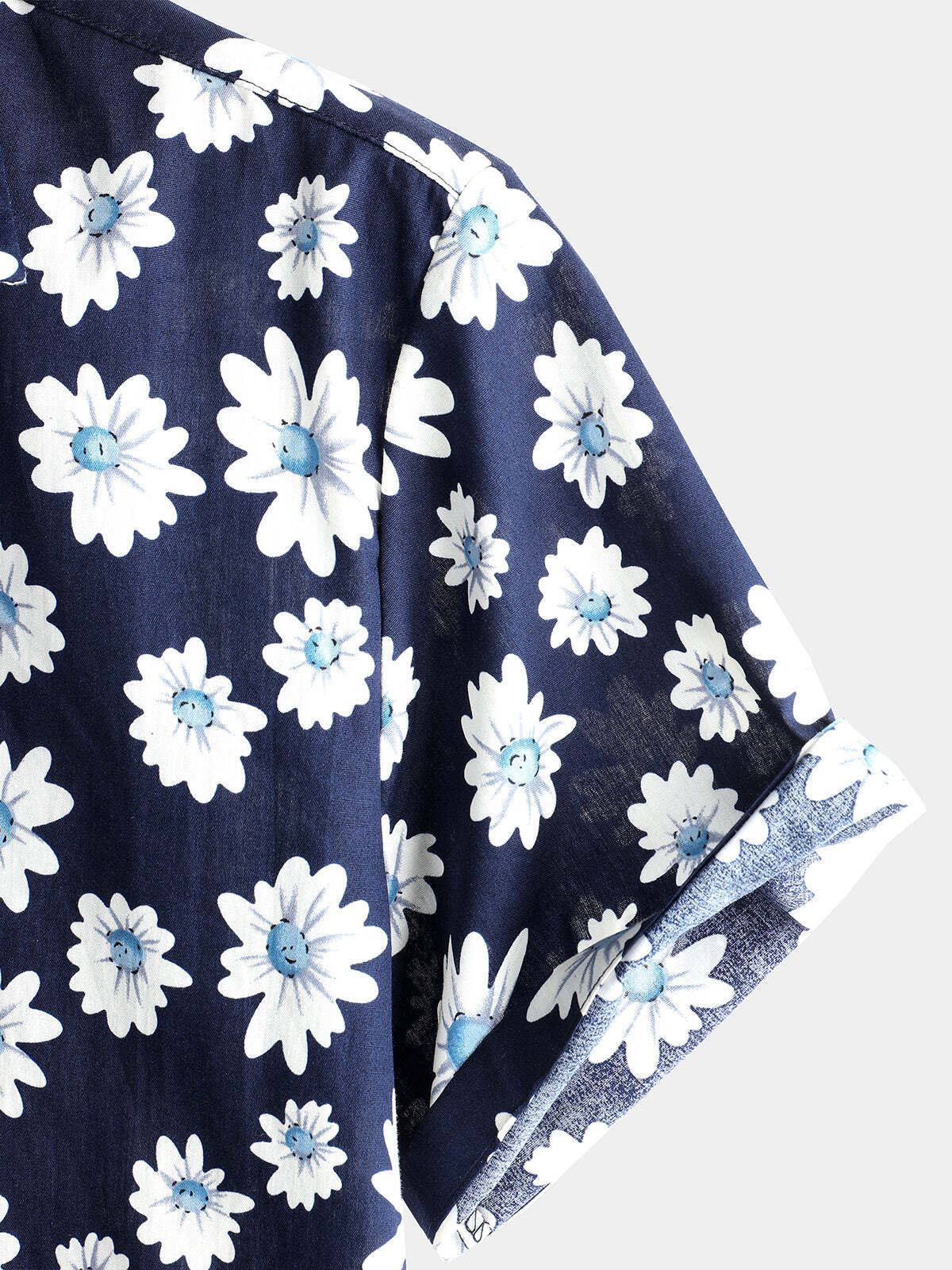 Men's Floral Daisy Print Tropical Hawaiian Cotton Flower Shirt