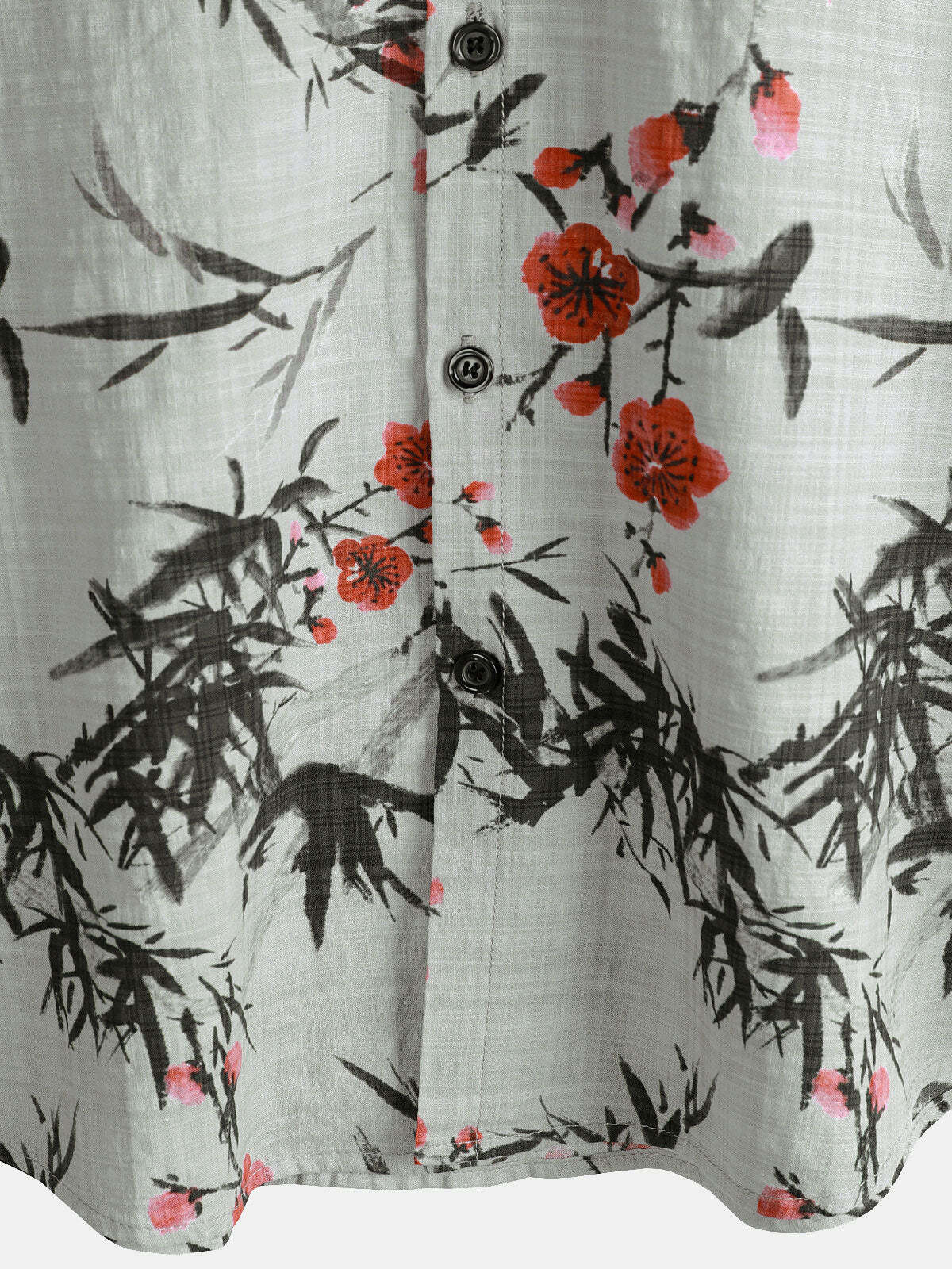 Men's Retro Red Blossom Holiday Summer Short Sleeve Shirt