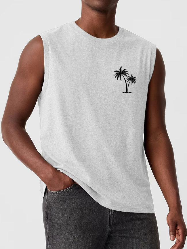 Men's Hawaiian Coconut Print Casual Comfortable Sleeveless T-Shirt