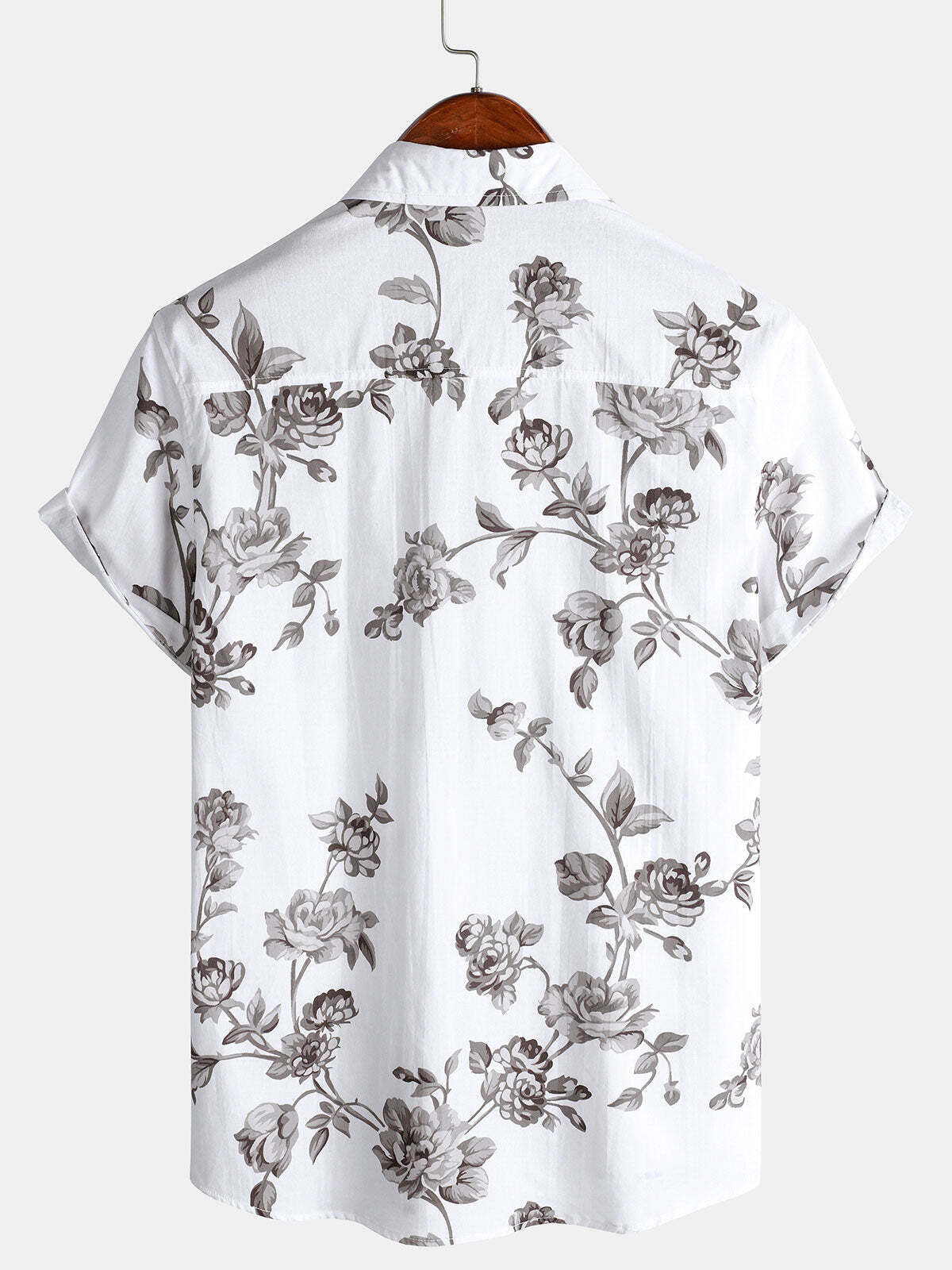 Men's Casual Floral Cotton Holiday Short Sleeve Shirt