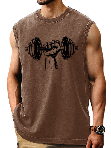 Men's Sports Casual Comfortable Fitness Printed Sleeveless T-shirt