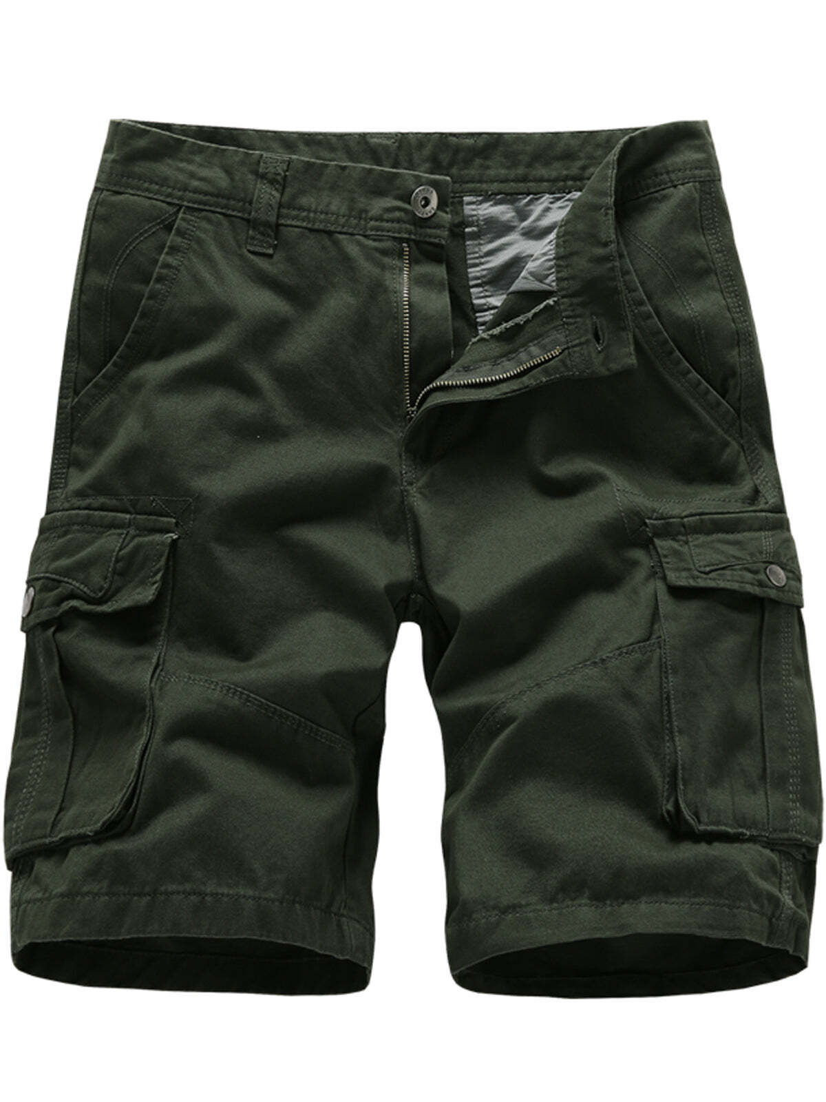 Men's Solid Color Multi-pocket Breathable Cotton Resort Outdoor Casual Cargo Shorts