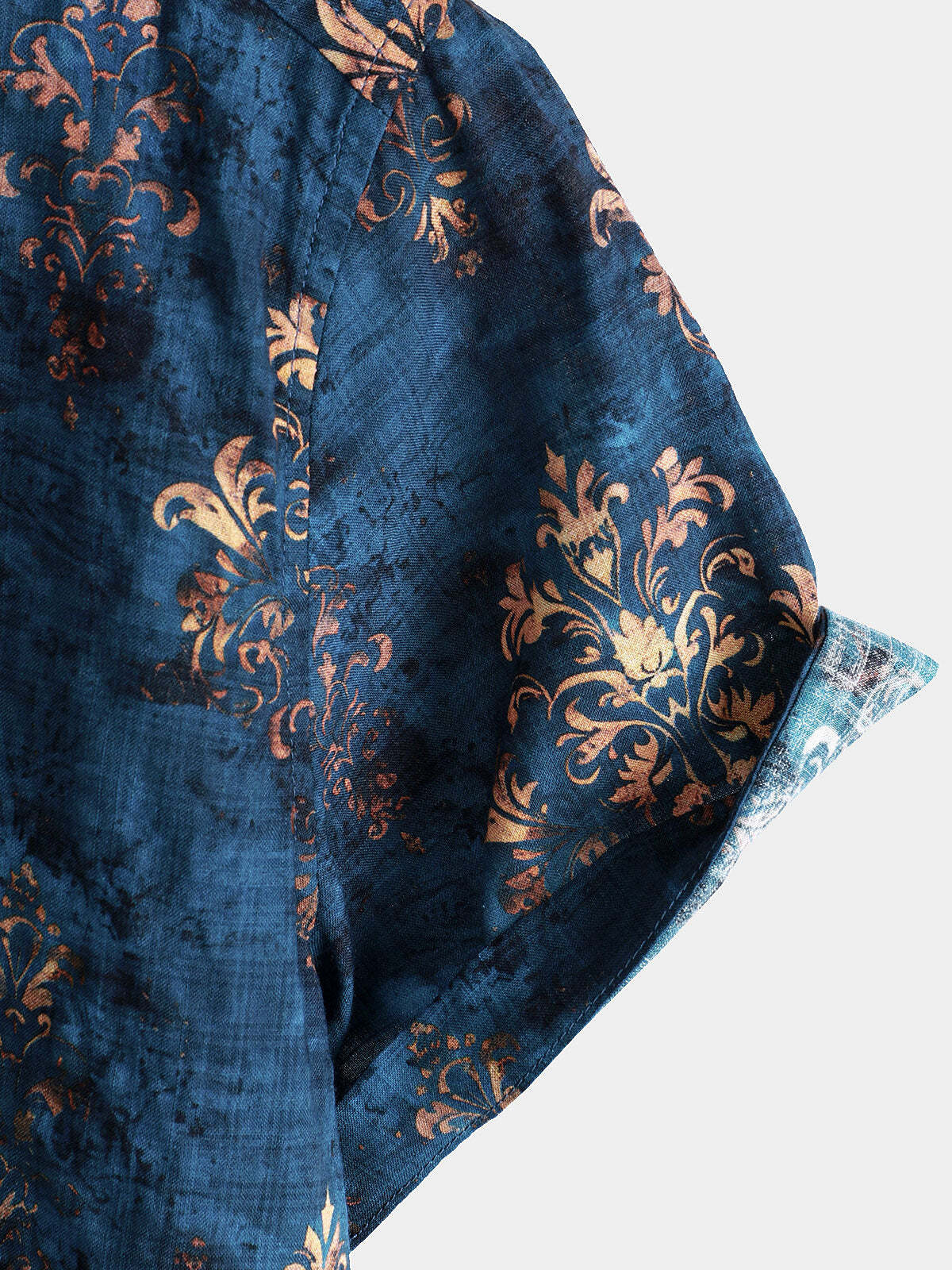 Men's Blue Retro Summer Short Sleeve Button Up Shirt