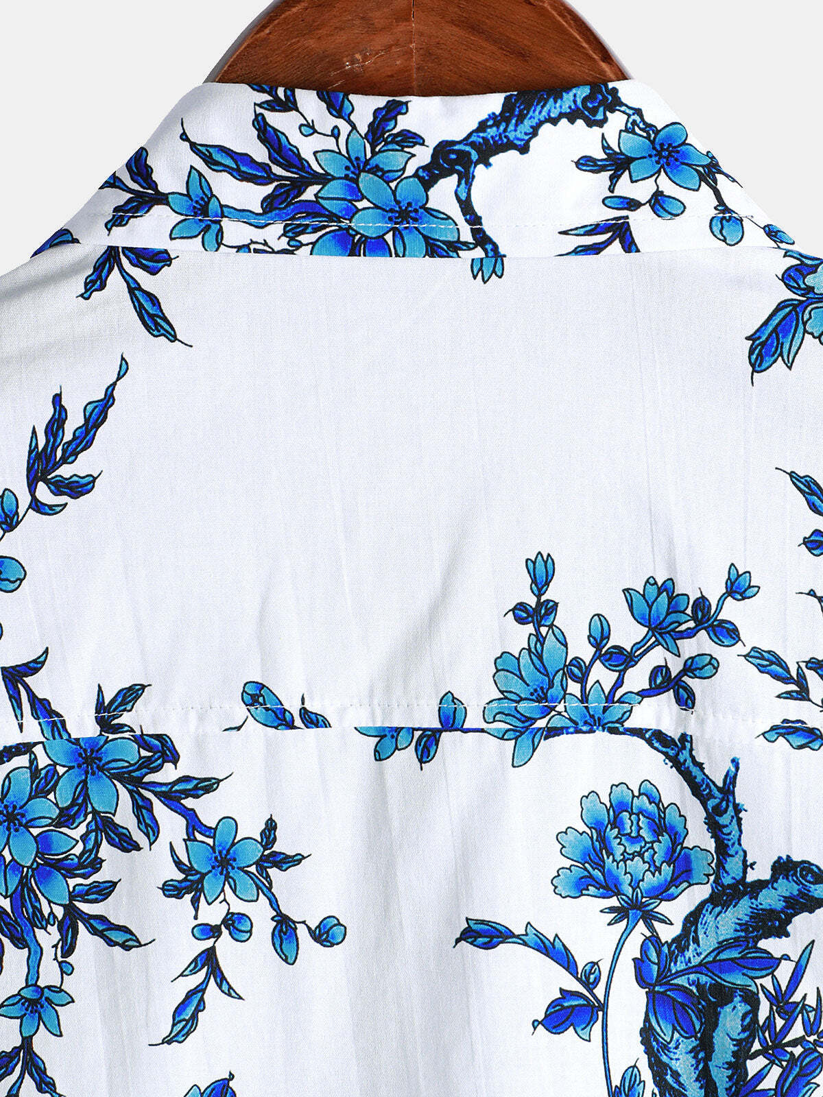 Men's Blue Blossom Holiday Cotton Short Sleeve Shirt