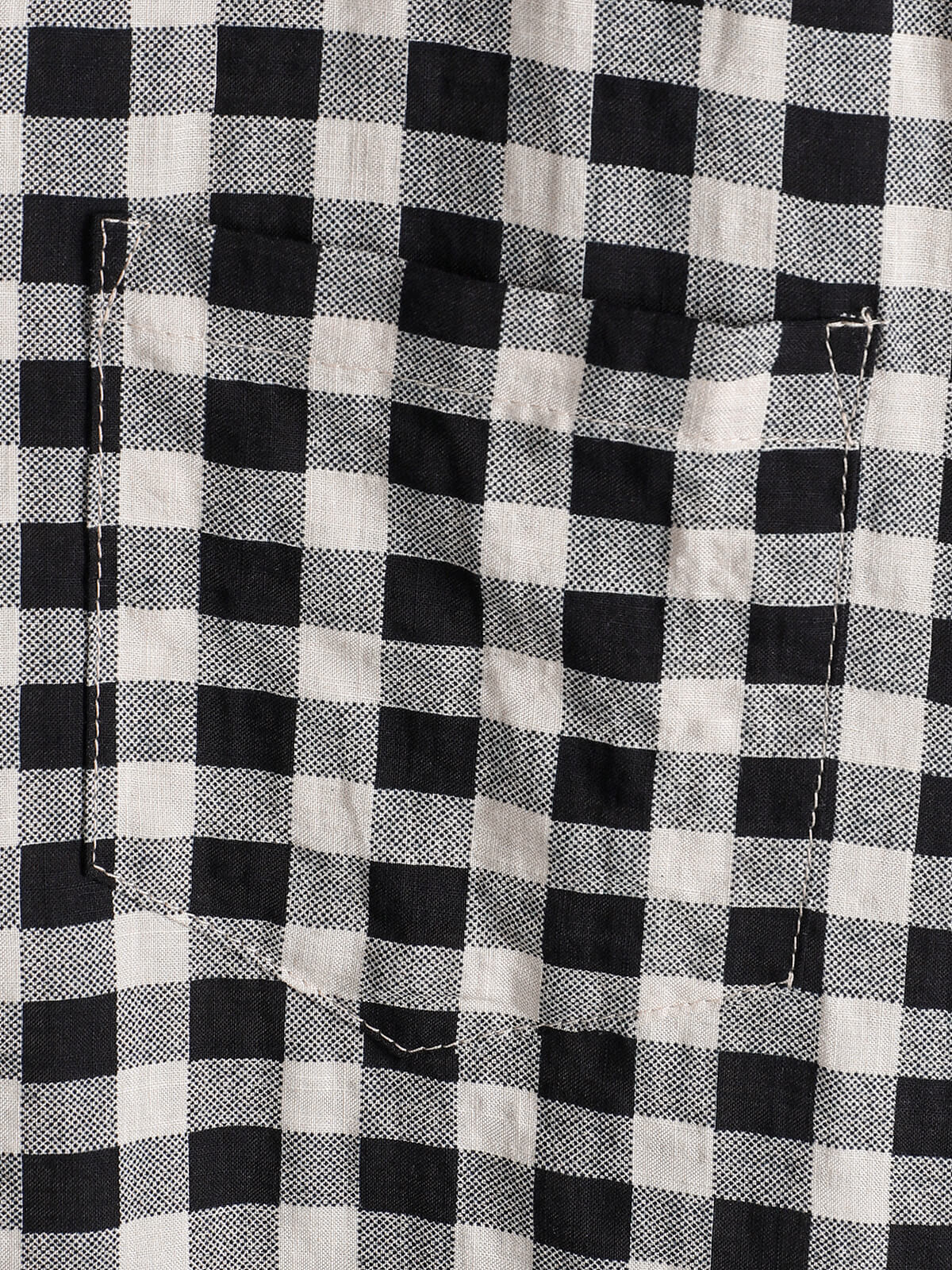 Men's Black Check Print Cotton Pocket Short Sleeve Shirt
