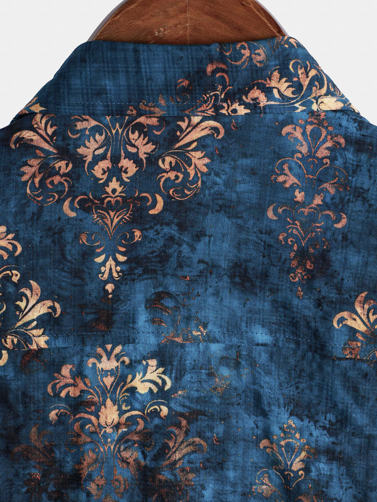 Men's Blue Retro Summer Short Sleeve Button Up Shirt
