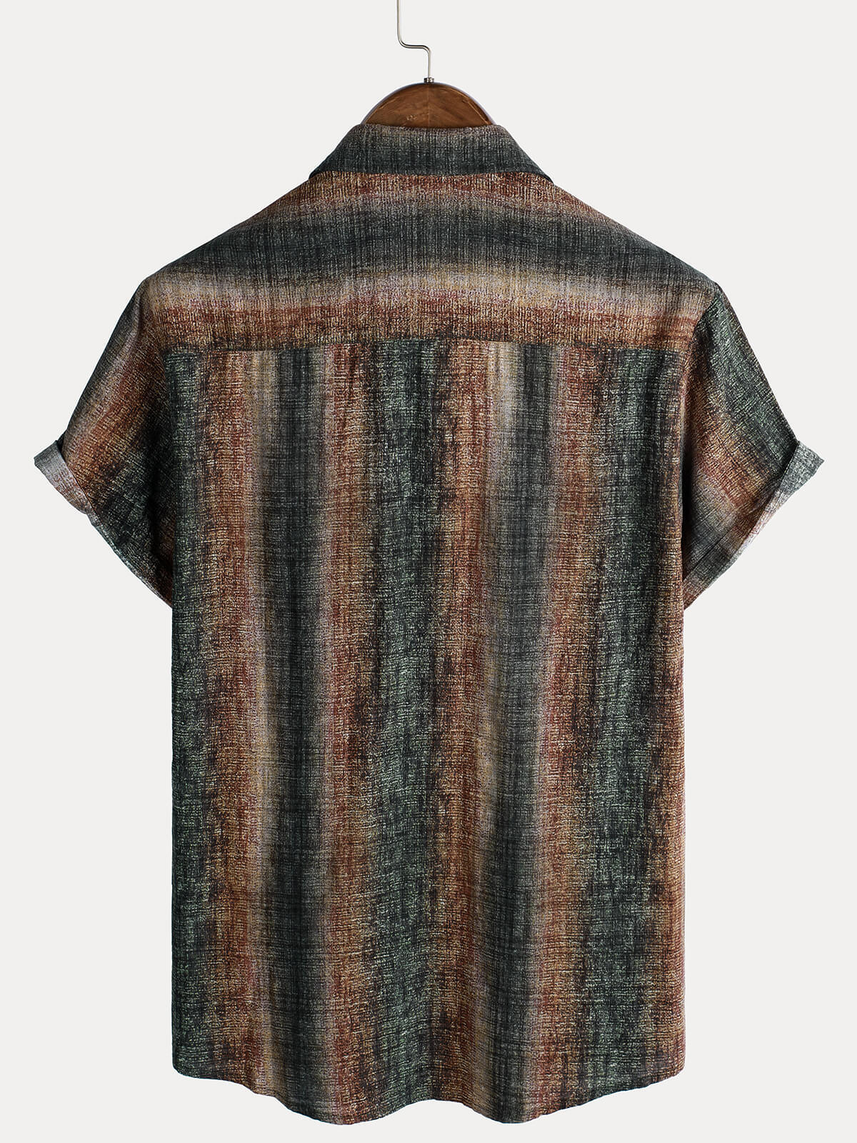 Men's Casual Retro Striped Print Holiday Short Sleeve Shirt