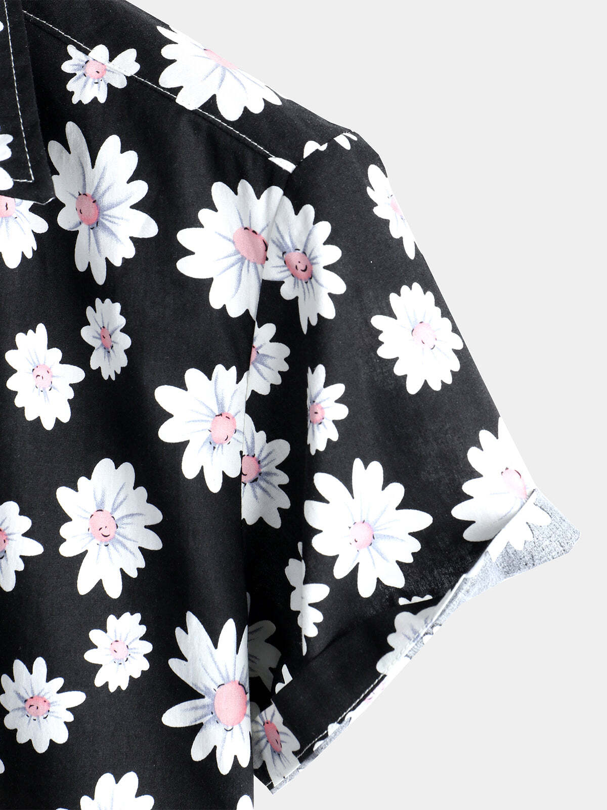 Men's Floral Daisy Print Tropical Hawaiian Cotton Flower Shirt