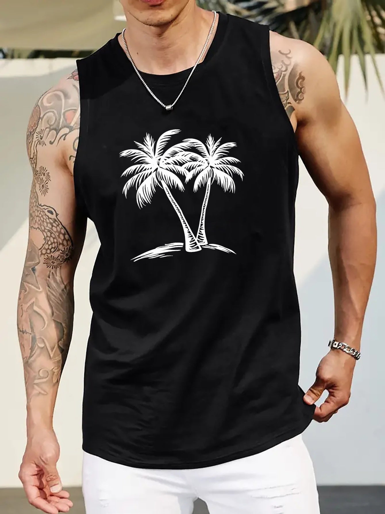Men's Palm Tree Sleeveless Tank