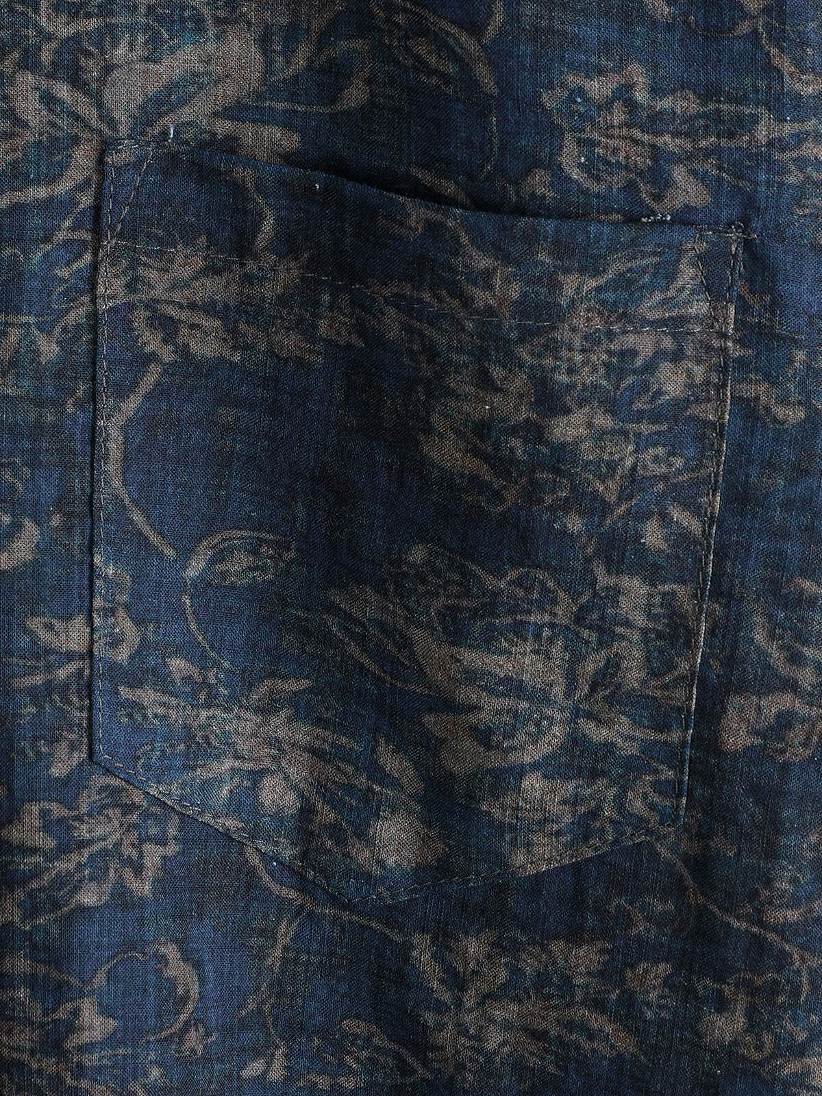Men's Summer Retro Floral Print Pocket Short Sleeve Shirt