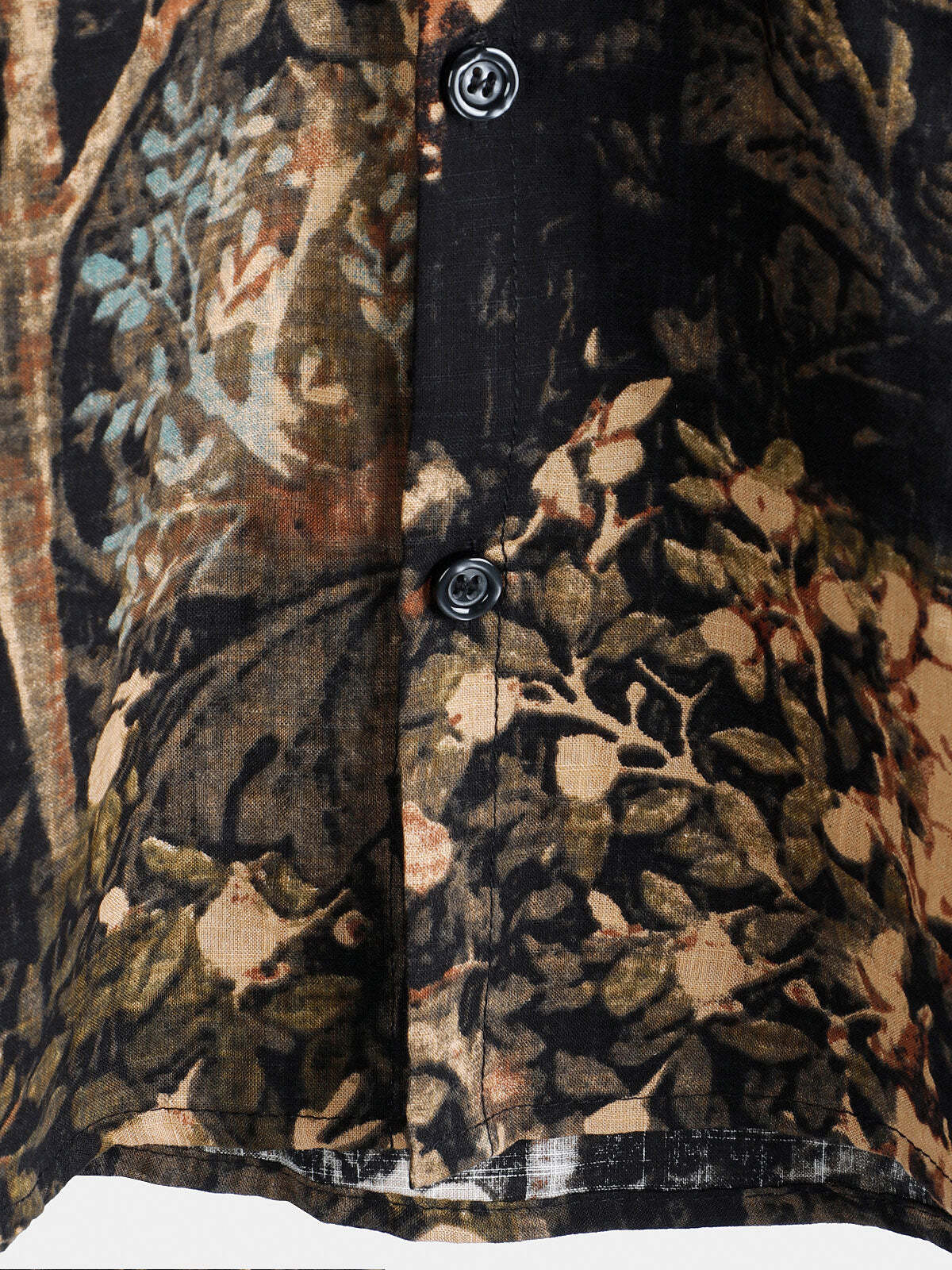 Men's Summer Retro Plant Print Button Up Short Sleeve Shirt
