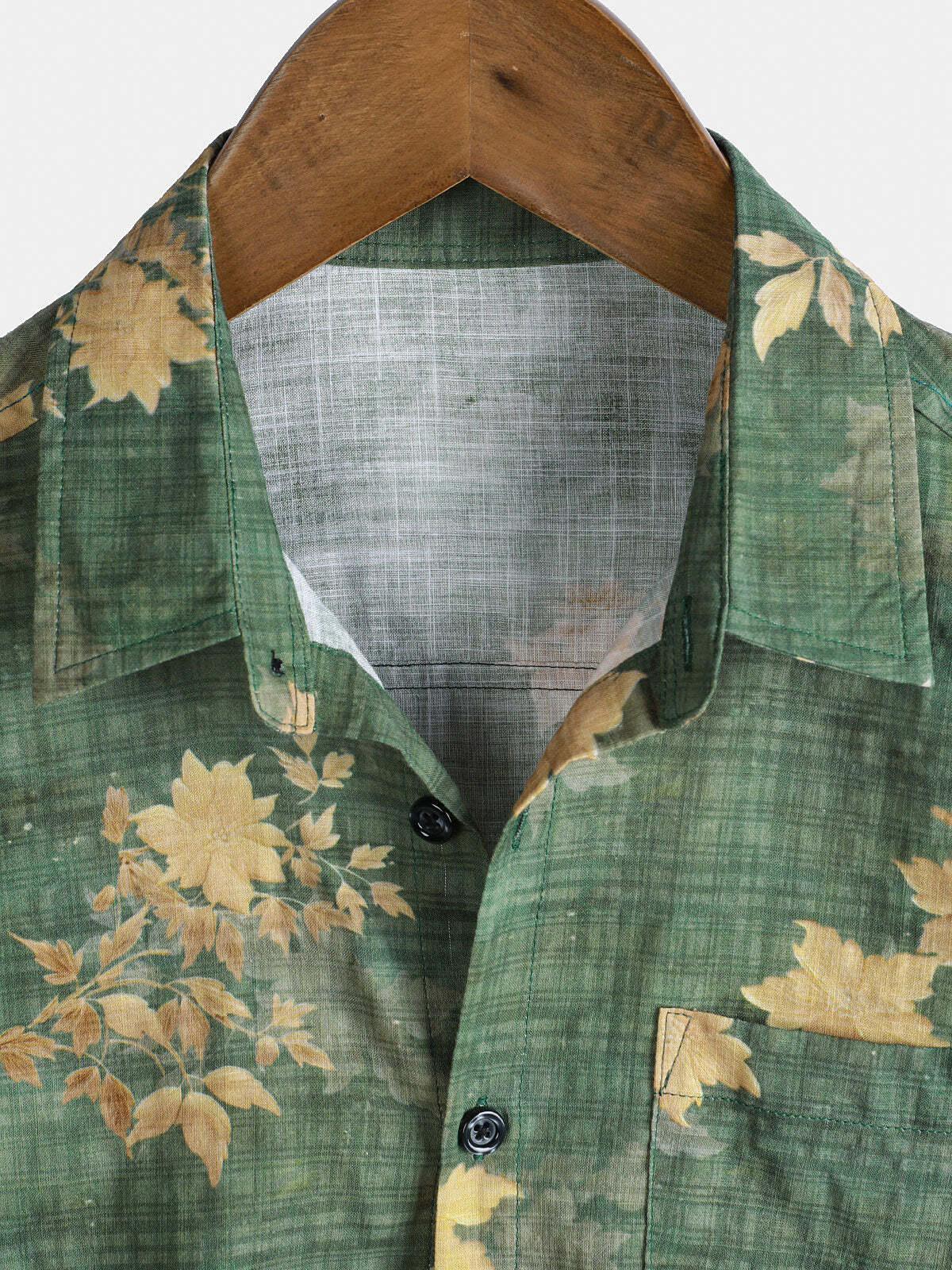 Men's Vintage Floral Print Pocket Beach Short Sleeve Shirt
