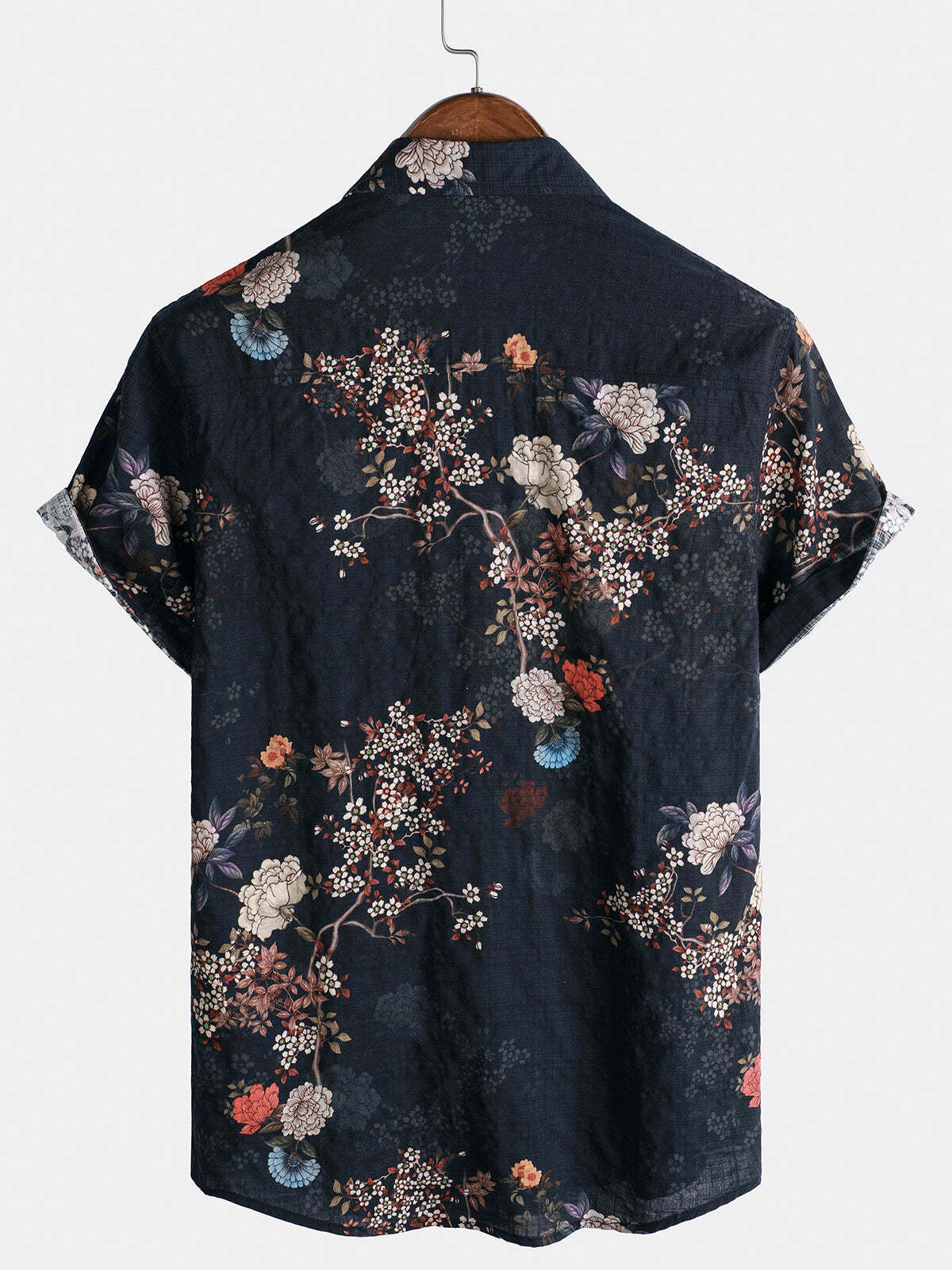 Men's Retro Floral Vacation Button Up Short Sleeve Shirt