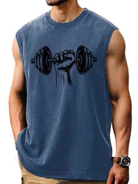 Men's Sports Casual Comfortable Fitness Printed Sleeveless T-shirt